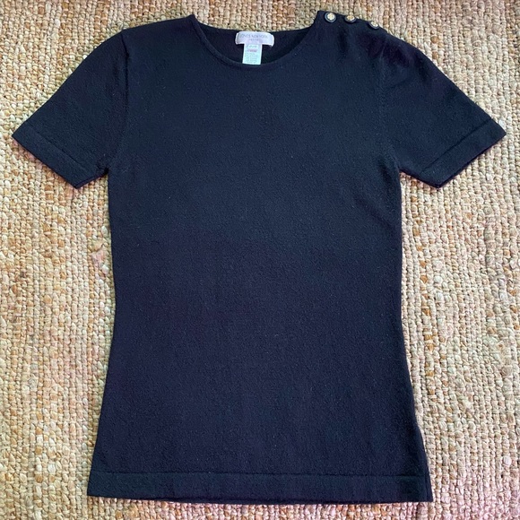 Jones New York Sweaters - Jones New York Wool Short Sleeve Button Shoulder Sweater - Petite Small